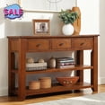 thumbnail image 1 of Hassch 48" Console Table with Open Shelves and 3 Storage Drawers, Modern Entryway Table, Behind Couch Table for Living Room, Hallway, Brown, 1 of 9