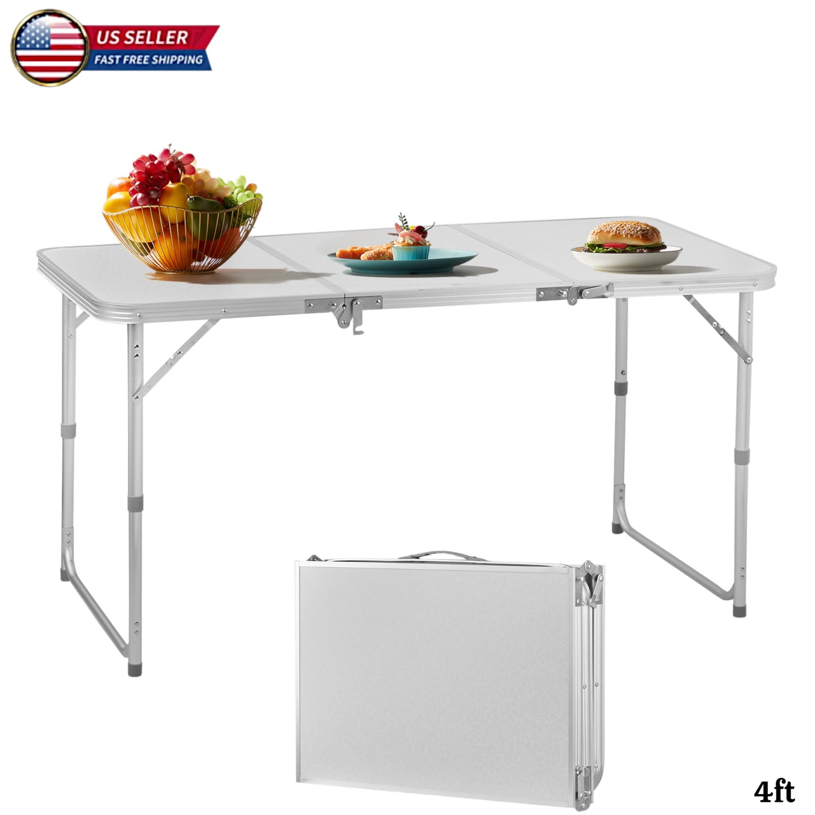 Tri Folding Table Rv Hassch 4FT Outdoor Aluminum Tri-Folding Table, Waterproof Camping ...