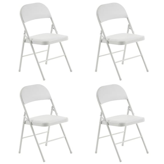Hassch 4PCS Folding Chairs,Portable Iron Chairs,Dining Chairs,Stackable Iron Chairs for Convention Exhibition Home Wedding Party Outdoor Events, White
