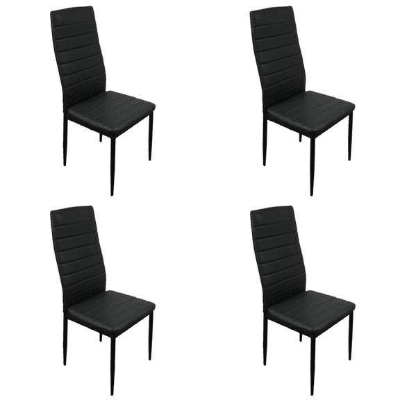 Hassch 4PCS Modern Kitchen Chairs ,PU Upholstery Chairs, Dining Chair with High Backrest and Metal Frame Legs, Black