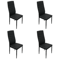 Hassch 4PCS Modern Kitchen Chairs ,PU Upholstery Chairs, Dining Chair with High Backrest and Metal Frame Legs, Black