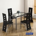 thumbnail image 1 of Hassch 5 Pieces Dining Table Set, Tempered Glass Table and 4 Chairs, Kitchen Table Set for 4 Person with Steel Legs for Home Apartment, Transparent & Black, 1 of 7