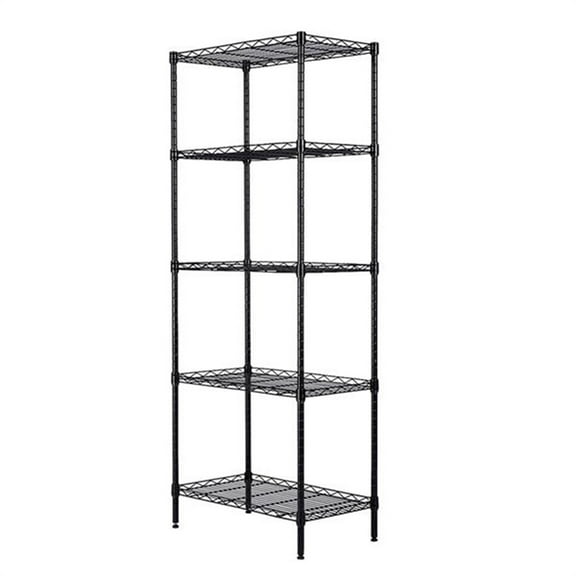Hassch 5-tier Metal Shelving Unit Storage Shelves, Changeable Assembly Floor Standing Shelves for Wall Storage, Black