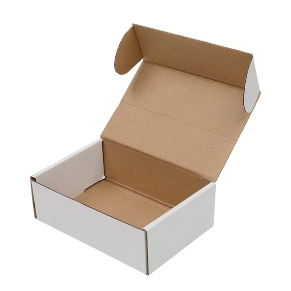 Hassch 50 Corrugated Paper Boxes 6X4X2 "(15.2 * 10 * 5Cm) White Outside And Yellow Inside