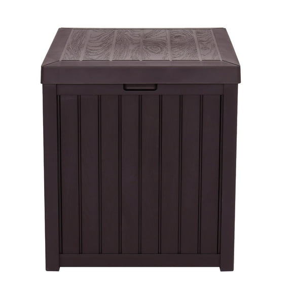 Hassch 51gal 195L Outdoor Garden Plastic Storage Deck Box Chest Tools Cushions Toys Seat Waterproof, Brown