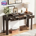 thumbnail image 1 of Hassch 52 Inch Console Table, Rustic Entryway Table with 3 Storage Drawers for Foyer, Hallway, Living Room, Easy Assembly, Espresso, 1 of 10