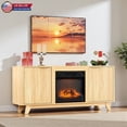 thumbnail image 1 of Hassch 58" Fireplace TV Stand with 18" Electric Fireplace, Farmhouse Wood Entertainment Center with Fluted Doors & Soft Close Hinges & Gold Handles, Remote Control Included, Fits up to 70" TVs, 1 of 6