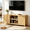 thumbnail image 1 of Hassch 58" TV Stand with 2 Doors for TVs up to 70", Media Console Table with Adjustable Shelf, Entertainment Center for Living Room, Bedroom,Natural, 1 of 6