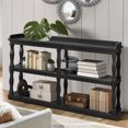 thumbnail image 1 of Hassch 59.8 Inch Long Console Table, Narrow Sofa Table Behind Couch with Storage Shelves and Raised Baffle for Hallway Living Room, Accent Furniture, Black, 1 of 9