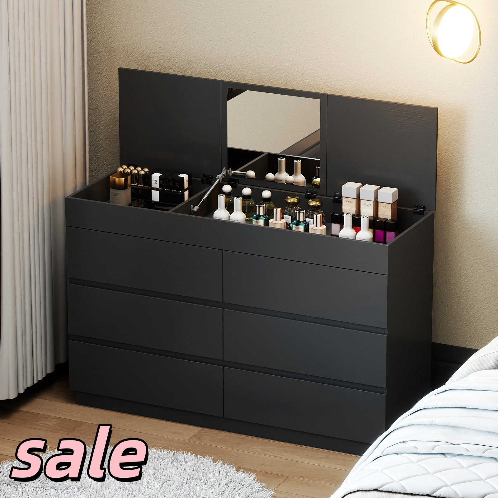 black dresser with mirror ikea Hassch 6-Drawer Inside Mirror, Chest of Drawers, Storage Organizer for Colset Bedroom Living Room, filter-size: 4 New Vivienne Westwood Wedding pattern:Top + Tutu this mirror combines minimalist