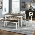 thumbnail image 1 of Hassch 6 Piece Dining Table Set With Bench, Table Set With Waterproof Coat, Ivory And Cherry, 1 of 9