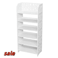 thumbnail image 1 of Hassch 6-Tier Shoe Organizer with Hollow Carved Design, Freestanding Shoe Shelf, Shoe Rack for Closet, Entryway, White, 1 of 7