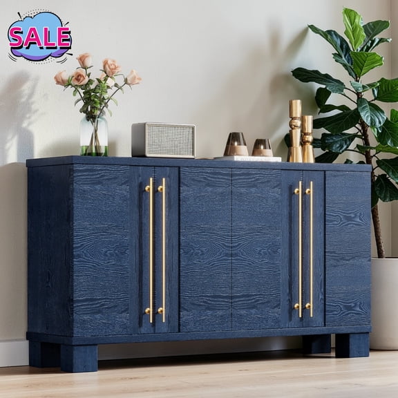 Hassch 60" Buffet Cabinet with Storage, Accent Cabinet with 4 Doors, Modern Coffee Bar Console Table with Adjustable Shelves for Living Room, Kitchen, Entryway, Antique Navy