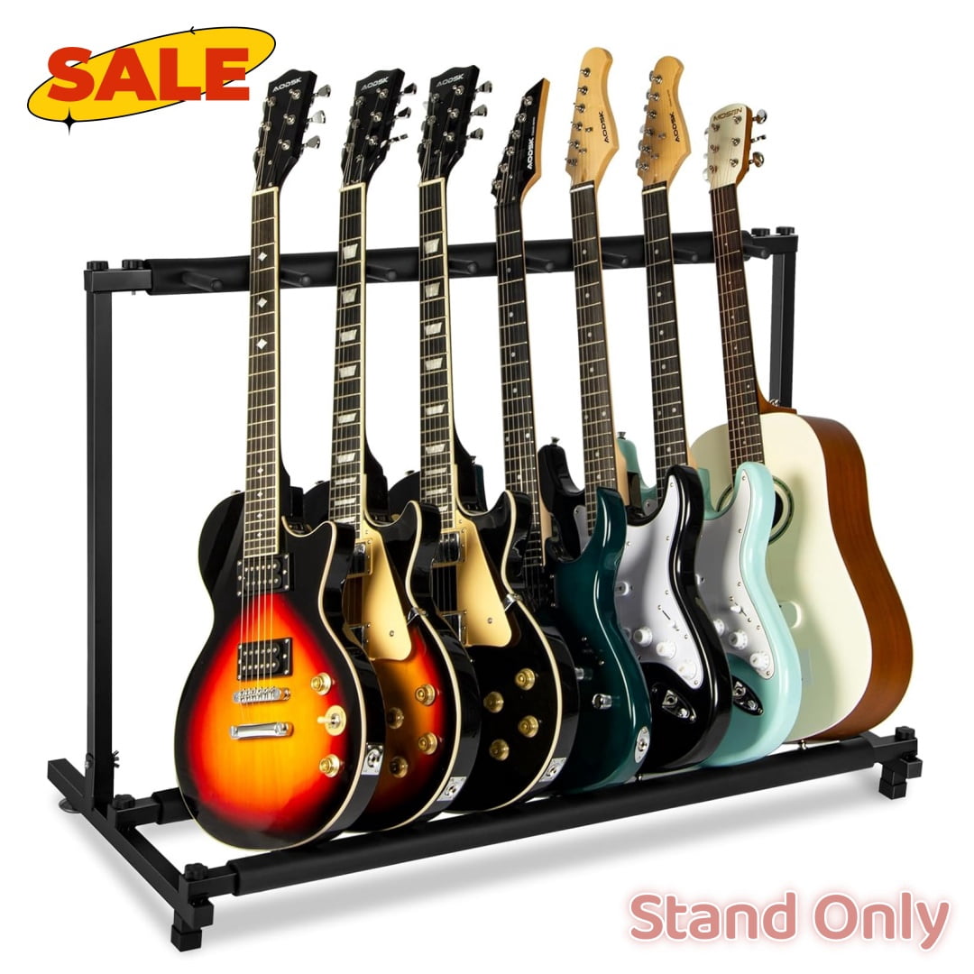 Hassch 7 Holder Folding Guitar Stand, Multi-Guitar Display Rack, Black