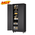 thumbnail image 1 of Hassch 71"H Metal Storage Cabinet with Wheels and Lock, Rolling Tool Cabinet with Adjustable Shelves and 2 Doors for Home Office, Garage, Warehouse, Black, 1 of 10