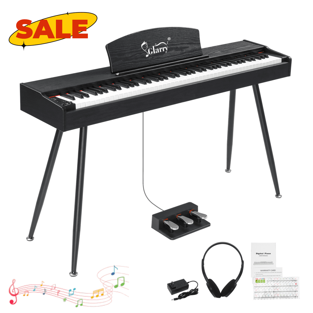 Hassch 88 Key Full Weighted Digital Piano, Beginners Electronic Keyboard with Metal Stand, Headphone, Power Adapter, and Triple Pedals, Black