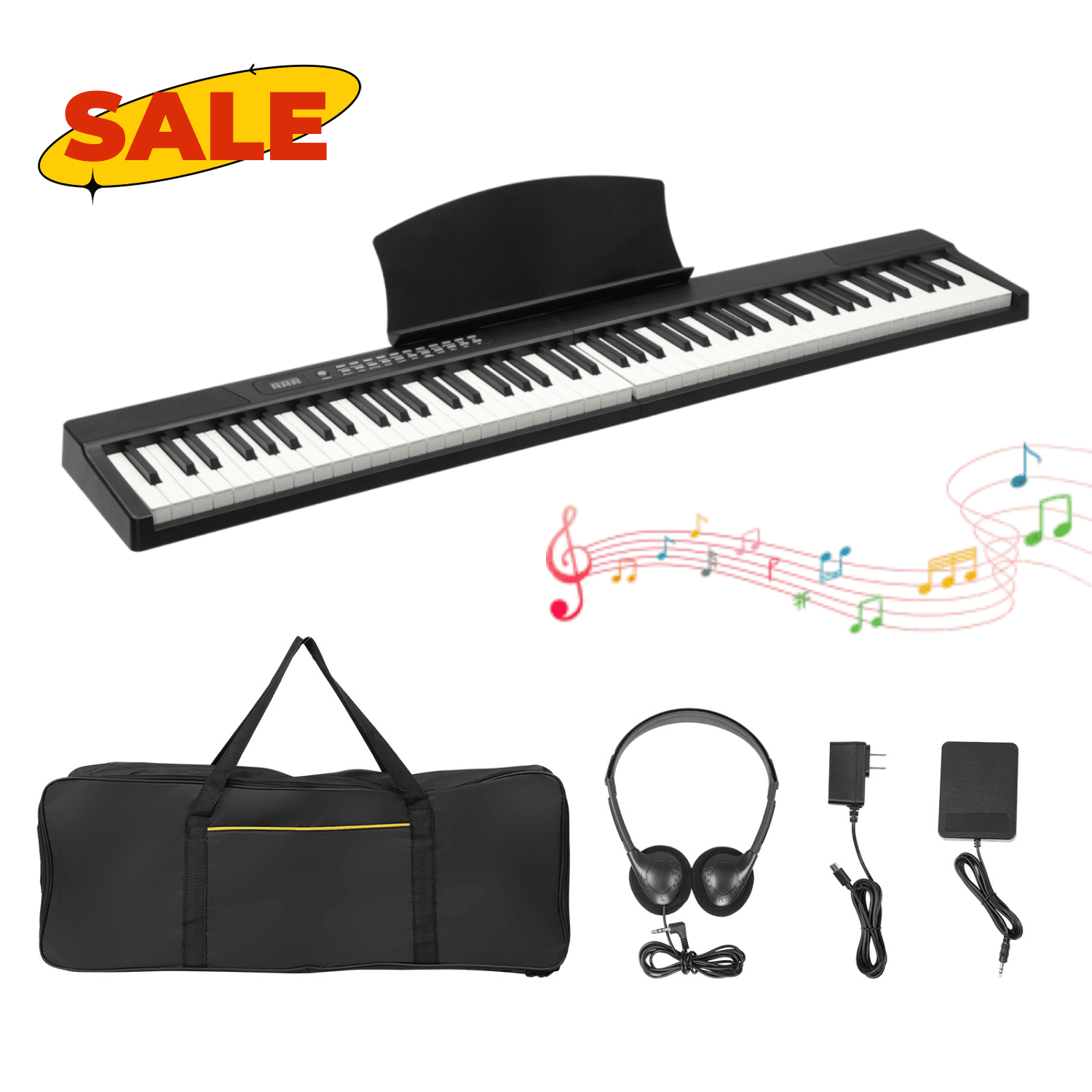 Hassch 88 Key Magnetic Connection Digital Piano for Beginners, Semi-Weighted Keyboard with Bag, Pedal, Headphone and Dual Bluetooth, Black