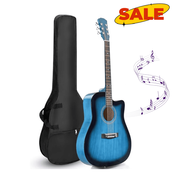 Hassch Acoustic Guitar Kit, 41" Full Size Guitar with Bag, Strings, Pick, Capo, Tuner, Shoulder Strap and Wrench Tool, Blue