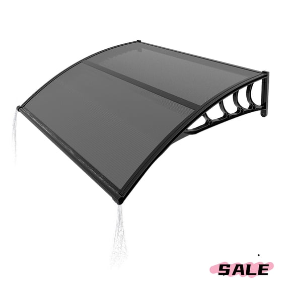 Hassch Awnings for Door Entrance, 40 x 40in Door Window Awnings with Drainage & ABS Bracket, Rain Snow Sun Protection, Overhang Door Canopy for Porch Patio, Black
