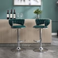 thumbnail image 1 of Hassch Bar Stools Set of 2, 30.1" - 38.1" Height Adjustable Swivel Barstool, Velvet Fabric Upholstered Counter Chair with Metal Legs for Kitchen Island, Green, 1 of 9