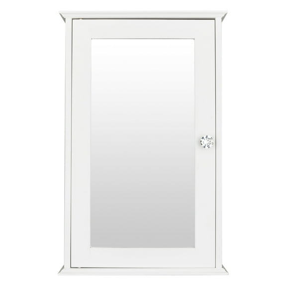 Hassch Bathroom Cabinet with Mirror, Mirrored Wall-Mounted Storage Medicine Cabinet with Single Door & Adjustable Shelf in 5 Positions, Multipurpose Wall Cabinet for Bathroom Vestibule (White)