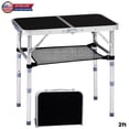 thumbnail image 1 of Hassch Black Foldable Camping Table with Storage Net Shelf, 3-Height Adjustable Aluminum Outdoor Side Table, 2ft Compact Picnic Table for Travel, Fishing, BBQ or Backyard, 1 of 10