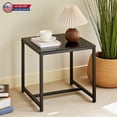 thumbnail image 1 of Hassch Black Glass Side Table with Metal Legs, Multi-Functional End Table for Living Room, Bedroom, Office, or Outdoor Use, Easy to Clean, 17.71"L x 17.71"W x 17.71"H, 1 of 6