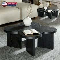 Hassch Butterfly Coffee Table, 31.5" Modern Split Design Living Room MDF Center Table, 2-in-1 Convertible Small Coffee Tables, Easy Assembly, Black