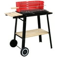 thumbnail image 1 of Hassch Charcoal Grill with Wheels, 2 Layer Racks Barbecue Grill for Outdoor Camping Backyard Party BBQ Cooking, Premium Material & Enamel Coated (Black and Red), 1 of 7