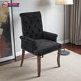 thumbnail image 1 of Hassch Chenille Upholstered Dining Chair, Mid-Century Modern Armchair with Tufted Backrest and Solid Wood Legs for Kitchen & Dining Room (Black), 1 of 10