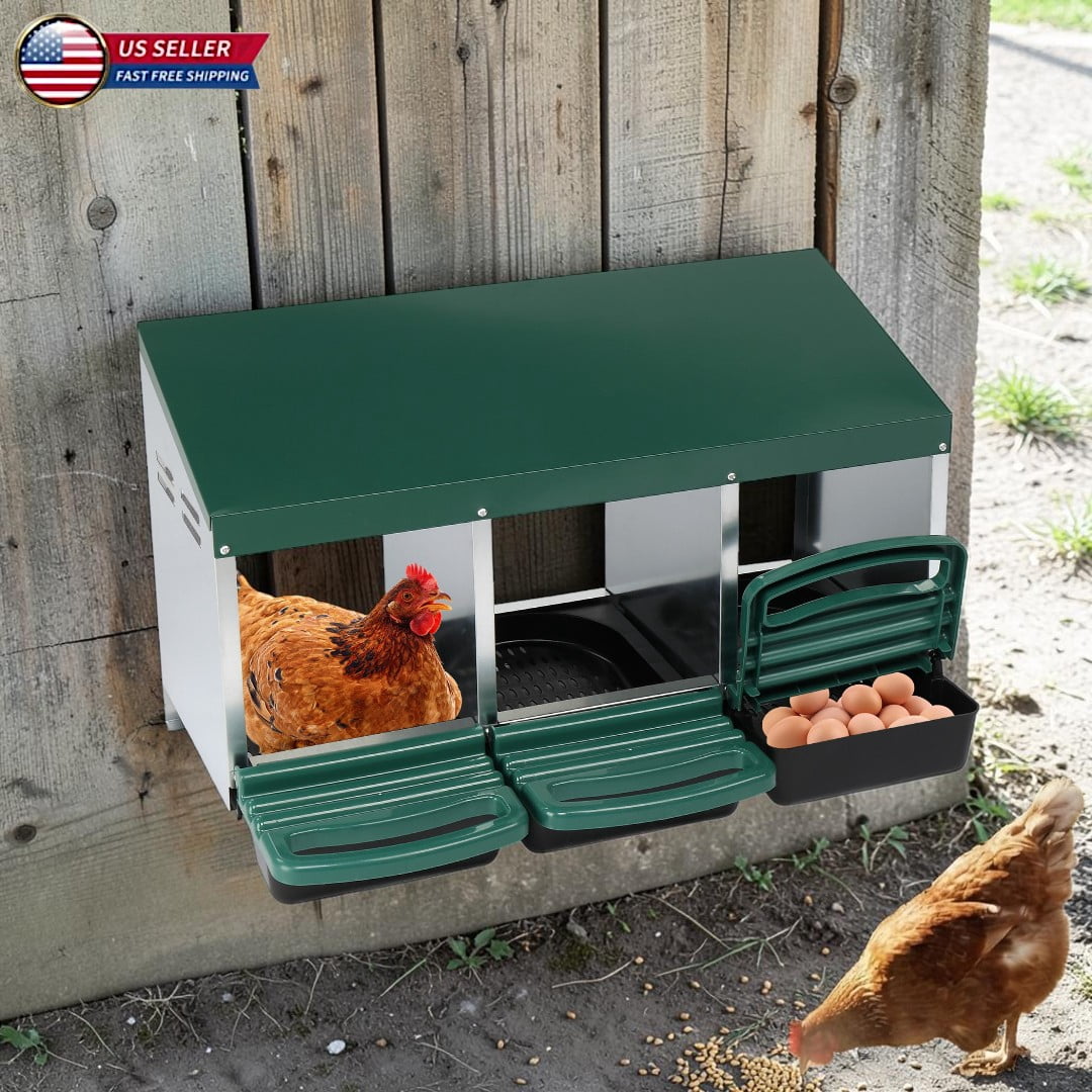 Storage Racks For Poultry Hassch Chicken Nesting Boxes, 3 Hole Wall Mountable Metal Hen Laying ...