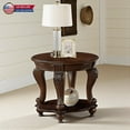 thumbnail image 1 of Hassch Classic End Table with Lower Shelf, Solid Rubber Wood Legs, Safe Rounded Corner Design, 22" Round Side Table, Easy Assembly, Cherry, 1 of 9