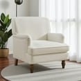 thumbnail image 1 of Hassch Classic Vintage Accent Armchair in Cream Linen Upholstery, Single Sofa Chair w/ Rolled Armrests and Solid Rubber Wood Legs, Easy to Assemble, 1 of 7