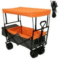thumbnail image 1 of Hassch Collapsible Wagon with Removable Canopy and Mosquito Net, 480 lbs Heavy Duty Foldable Beach Wagon with 7" All-Terrain Wheels, Utility Storage Cart with Cooler Bag, Orange, 1 of 10
