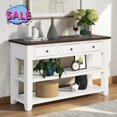 thumbnail image 1 of Hassch Console Table for Entryway with 3 Drawers, 48 Inch Entryway Table with Open Shelves, Sofa Table for Living Room, Hallway, Foyer, Antique White, 1 of 8