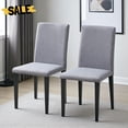 thumbnail image 1 of Hassch Contemporary Dining Chairs Set of 2, Elegant Linen Fabric Upholstered Side Chairs with Padded Seat and Black Metal Legs, Light Gray, 1 of 8