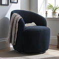 thumbnail image 1 of Hassch Contemporary Teddy Upholstered Swivel Accent Chair, Cozy Barrel Armchair with Foam Cushion and Sturdy Metal Base, Easy Assembly, Dark Blue, 1 of 7