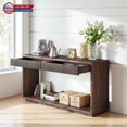 thumbnail image 1 of Hassch Contemporary Wood Console Table with 2 Storage Drawers, 59.8" Long Entryway/Sofa Table behind Couch, Easy Assembly, Walnut, 1 of 8