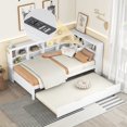 thumbnail image 1 of Hassch Day Bed Twin Size Wooden Daybed with Twin Trundle, Storage Shelf and USB Charging Ports, White, 1 of 10