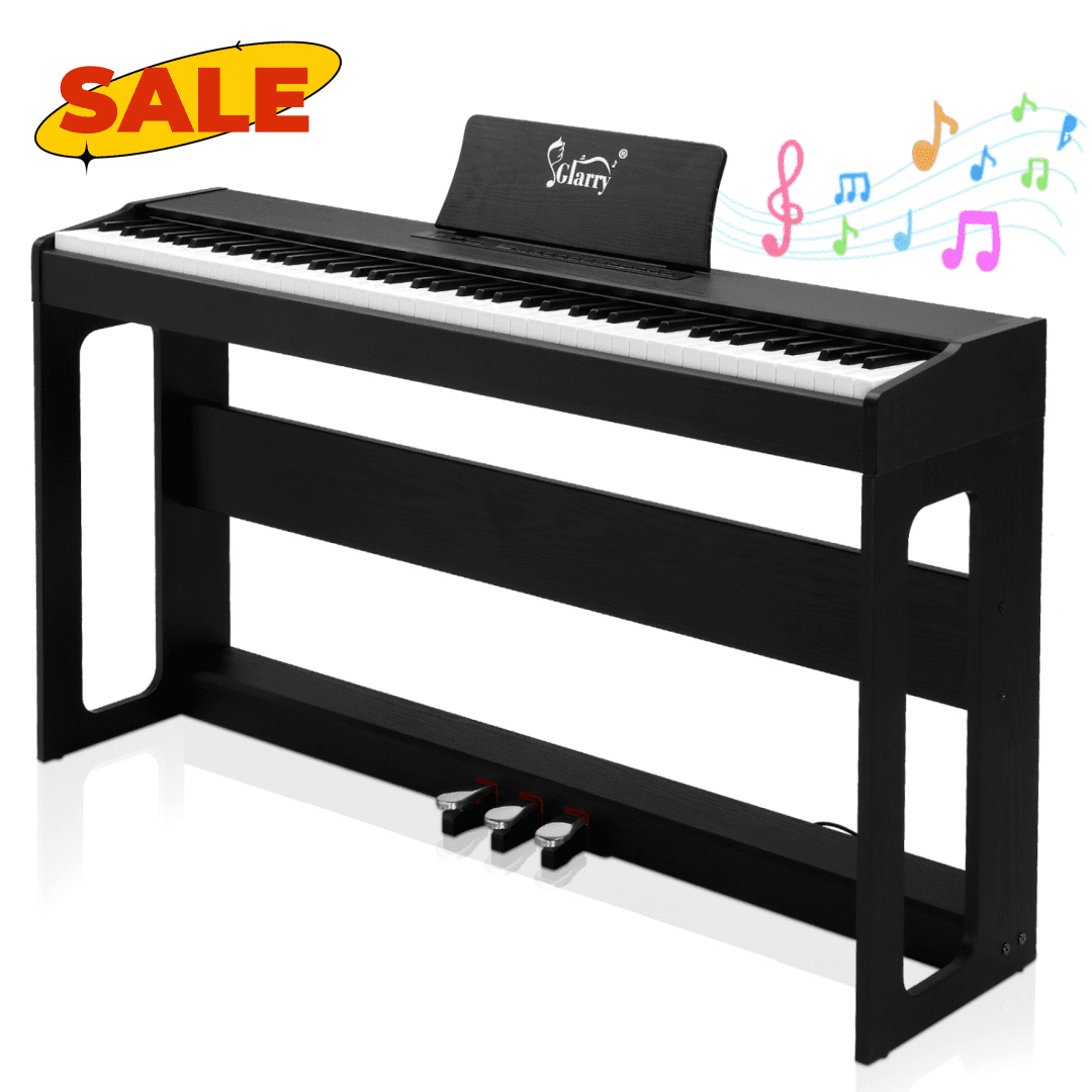 Hassch Digital Piano 88-Key for All Experience Levels, Electric Keyboards Piano with Furniture Stand, Power Adapter, Triple Pedals and Headphone, Black