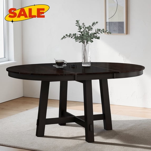Hassch Dining Room Table for 4-6, 42"-58" Extendable Kitchen Table, Modern Farmhouse Table for Home, Easy Assembly, Espresso