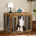 thumbnail image 1 of Hassch Dog Crate Furniture with Tray, 38.5 inch Dog Kennel with Doors, Heavy Duty Dog Cage End Table for Living Room, Bedroom, Rustic Brown, 1 of 9
