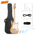 thumbnail image 1 of Hassch Electric Bass Guitar with Bag and Strap, 4 String Bass Set with Plectrum, Spanner Tool and Connecting Wire, Burlywood, 1 of 11