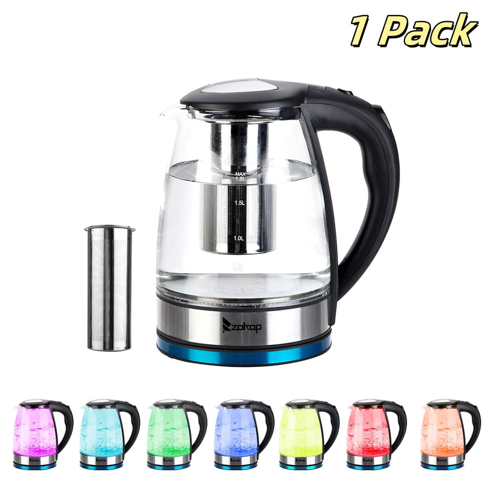 Hassch Electric Water Kettle, 1.8L Large Capacity Stainless Steel Tea Kettle & Hot Water Boiler with LED Lights for Coffee & Tea, Water Heater & Teapot, Black