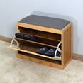 thumbnail image 1 of Hassch End Of Bed Bench with Foldable Shelf, Entryway Bench Bamboo Shoe Rack for Living Room, Natural, 1 of 10
