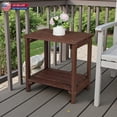 thumbnail image 1 of Hassch End Table, 2-Tier Rectangular Accent Side Table with Slatted Top and Open Shelf, Versatile for Lawn, Poolside, Bedroom, Office (Brown), 1 of 8