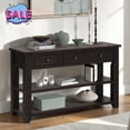 thumbnail image 1 of Hassch Entryway Console Table with 3 Drawers, 48" Sofa Table with Open Shelves, Behind Couch Table for Hallway, Foyer, Living Room, Distressed Black, 1 of 10