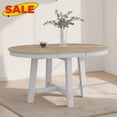 thumbnail image 1 of Hassch Extendable Round Dining Table for 2-4-6, 42"-58" Kitchen Table with Wood Frame for Home, Space Saving, Natural+Antique White, 1 of 7