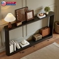 thumbnail image 1 of Hassch Extra Long 70 Inch Skinny Entryway Sofa Table Behind Couch, Modern 2-Tier Narrow Hallway Console Table with Storage, for Foyer, Corridor, Living Room (Black), 1 of 10