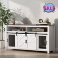 thumbnail image 1 of Hassch Farmhouse Buffet Cabinet, Sideboard with Sliding Barn Door and Mesh Doors, Coffee Bar Cabinet with Open Shelf, Storage Cabinet for Kitchen, Dining Room, Living Room, Easy Assembly, Brown+White, 1 of 11